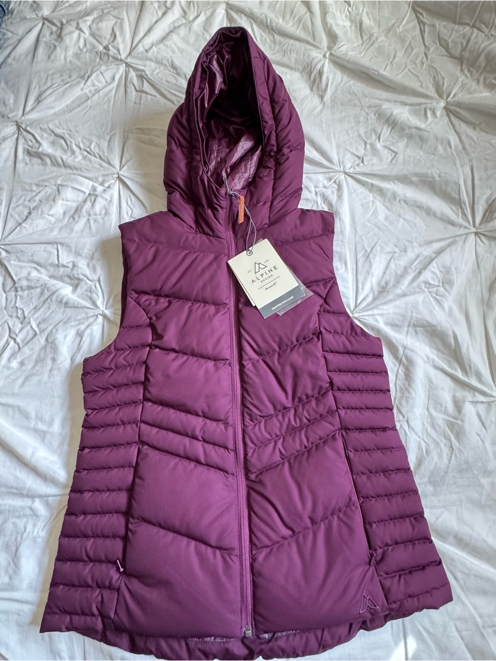 Alpine Design Women's Hooded Puffer Vest in Plum